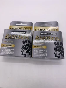 Trojan Supra Non Latex Bare Skin Polyurethane Condoms 2 Boxes 3 Per Box  - Picture 1 of 3
