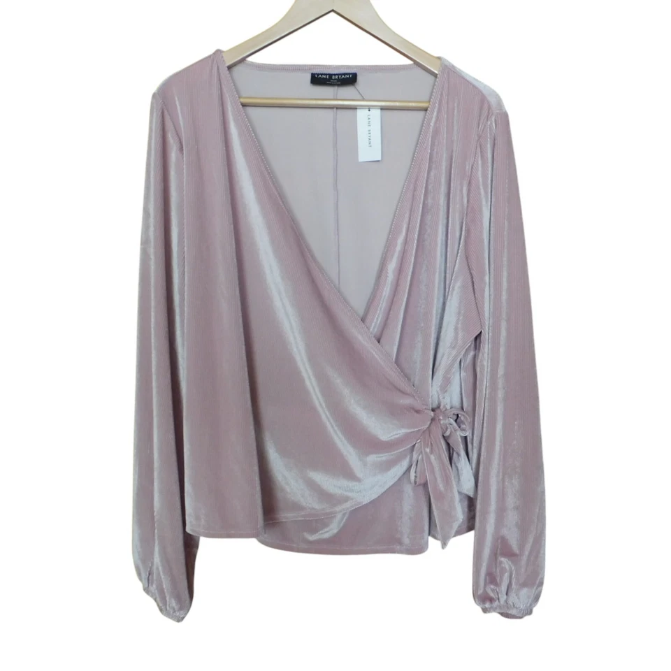 NUEVA Blusa Top Lane Bryant Talla 22/24 Envolvente Terciopelo Mangas Largas Fiesta Formal Foto 1 de 4