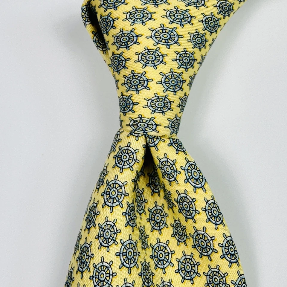 Руль лодки VINEYARD VINES 100% шелк галстук желтый AOP ручной работы сделано в США - Изображение 1 из 4