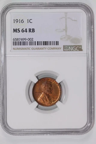 1916 LINCOLN WHEAT CENT NGC MS64 RB Cover