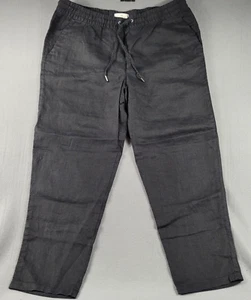 Pantalones H&M LOGG de lino con cordón para mujer con bolsillos negros talla 10 ligeros - Imagen 1 de 9