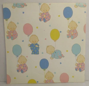 One Sheet Hallmark Gift Wrap Baby Shower Balloons Pink Blue Boy Girl Vtg Used - Picture 1 of 4