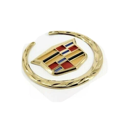 Rejilla delantera Cadillac 6" emblema capó insignia logotipo color dorado símbolo nuevo adorno Foto 1 de 1