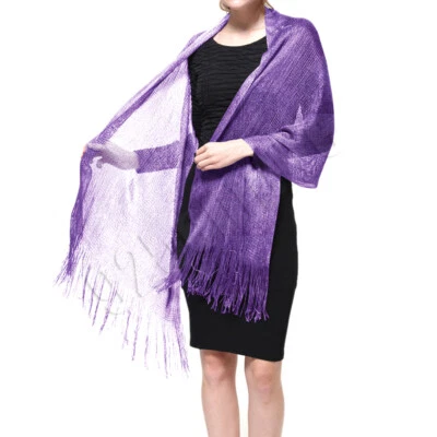 Para mujeres Boda Noche Chal y Envoltura Brillo Metálico Fiesta Vestidos Bufanda Foto 1 de 4