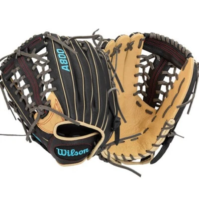 Guante de béisbol Wilson A800 edición exclusiva KP92 12,5" negro tostado azul rojo LHT Foto 1 de 4