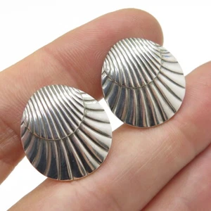 GEORG JENSEN 925S Sterling Silver Vintage Denmark Shell Modernist Cufflinks #66 - Picture 1 of 8