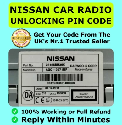 ✅Nissan Radio Code Daewoo Micra Note Qashqai Almera Juke Connect Unlock FAST✅