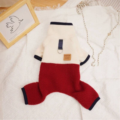 Pet Dog Plush Fleece Warm 4/Legs Classic Jumpsuit Puppy Coat Sweatshirt Clothes↔ - Image 1 of 4