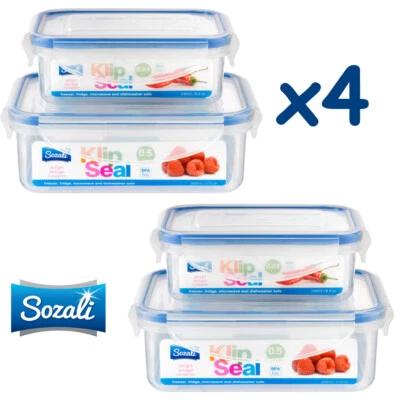 4 Food Storage Containers Set Airtight Clip Lock Food Lunch Box 0.5 + 0.24 L - Image 1 of 4