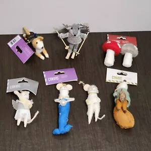 Lot 7 NEW Animal FELTED CHRISTMAS ORNAMENTS Woodland Mushrooms Dog Mermaid Mouse - Picture 1 of 24