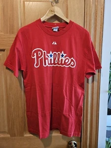 MLB Phillies Shirt Men's Medium Red Majestic Utley #26 MLB T-Shirt Cotton - Picture 1 of 3
