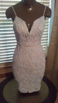 Hermoso Mini Vestido Nasty Gal Azul Claro Encaje Body con Melocotón Talla M Foto 1 de 4