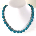 Vintage 80's Gold Tone Spacers Blue Turquoise Beaded Necklace 18'' Pop of Color