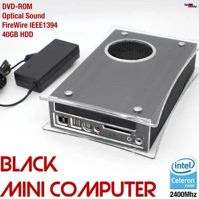 BLACK MICRO MINI COMPUTER CELERON 2400MHZ 40GB DVDROM WINDOWS 98 DOS OLD GAMES - Bild 1 von 4