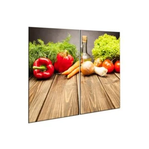 Herdabdeckplatten Set 2x30x52 cm Ceranfeld Abdeckung Glas Spritzschutz Küche - Bild 1 von 7
