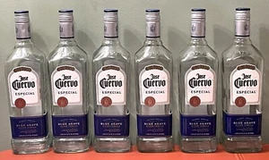 6 leere Jose Cuervo Especial Blue Agave Silber Tequila 1 Liter geprägte Flaschen - Bild 1 von 15