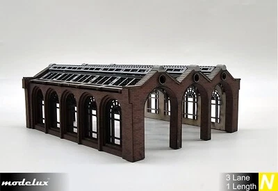 Modelux N Gauge 'Cheltenham' 3 Lane Single Length Engine Shed Kit - Image 1 of 4