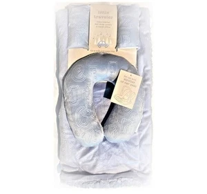 NEW Little Traveler Blue Boy Baby Blanket Belt Strap Covers Travel Pillow Set - Picture 1 of 4