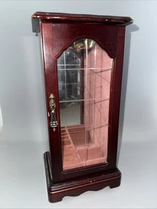 Portagioie vintage in legno - mobiletto alto a specchio con vetro per collane ecc - Foto 1 di 7