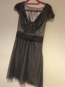 Monsoon Evening Party Dress Grey Size 8  14”X 35”  - Picture 1 of 6