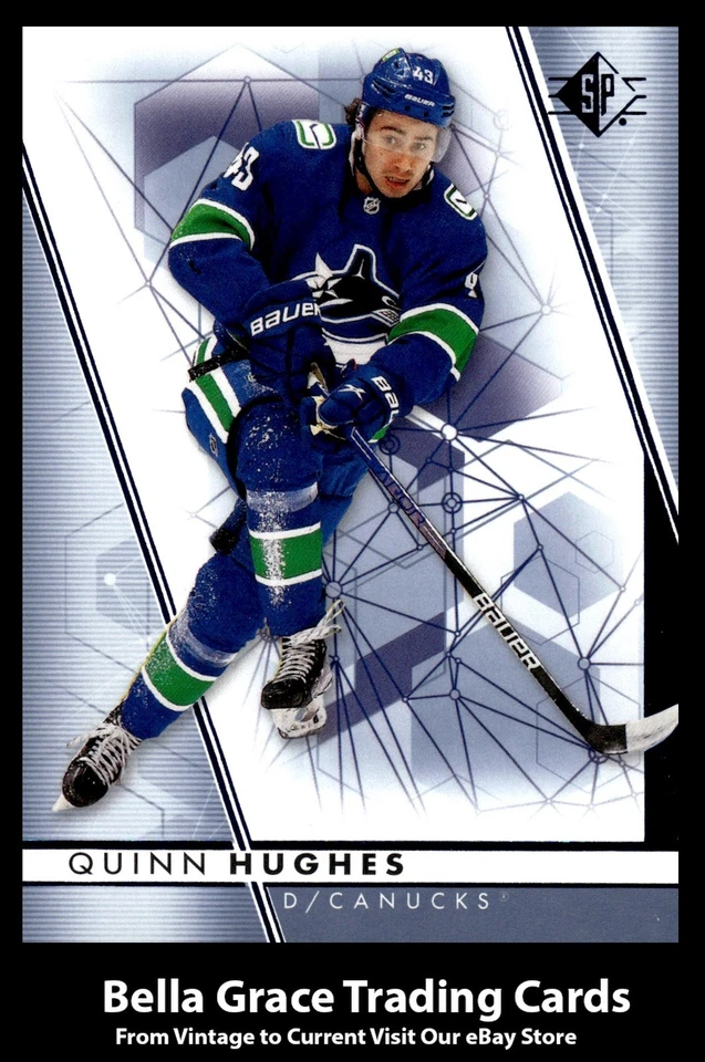 2022-23 Upper Deck SP Quinn Hughes #43 Vancouver Canucks Blue NHL Hockey - Image 1 of 2