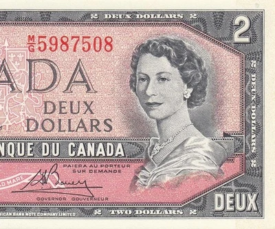 1954 BANK OF CANADA QEII $2 **Lawson & Bouey ** "M/G" ((GEM UNC) - Изображение 1 из 4