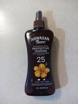 Spray de aceite protector solar Hawaiian Tropic FPS 25 bronceado protector 8 oz caducidad 10/2027 Foto 1 de 4