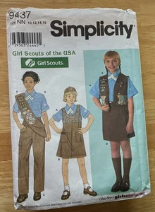 Simplicity Girl Scouts of USA Uniform Sewing Pattern 9437 size NN 10,12,14,16 - Picture 1 of 3