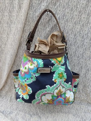 Stylish Chaps Colorful Paisley Tote Bag - Navy Blue & Multi-Color Print Vibrant - Image 1 of 4