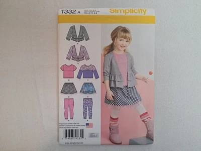 Simplicity Pattern - Child's Skirt & Knit Leggings, Top, & Cardigan (3-8) #1332 - Image 1 of 4