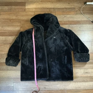 Oversize Schwarz Kunstfell Mantel Kapuze Plüsch Damen 2X 3X Y2K Goth Acryl #3724 - Bild 1 von 9