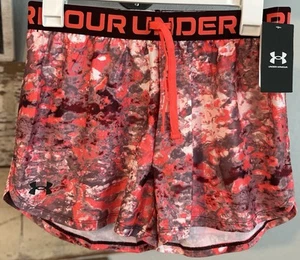 Under Armour Play Up Shorts Girls Large Orange Tie-Dye, Loose Fit BNWT - Picture 1 of 8