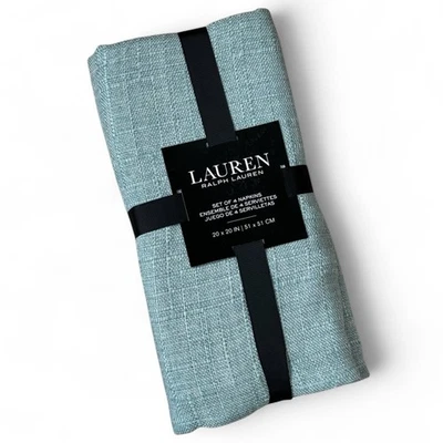 Ralph Lauren Dinner Table Kitchen Serving Luxury Napkins Square Jade Set Of 4 - Image 1 of 4