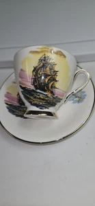 Taza de té y platillo Rosina Bone China hecho en Inglaterra tema náutico - Imagen 1 de 6