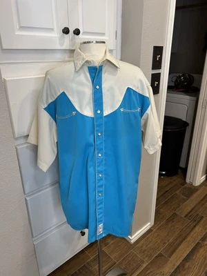 Camisa masculina retrô Panhandle fina grande ocidental pérola encaixe manga curta nova sem etiquetas - Imagem 1 de 4