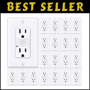 White Non-Tamper-Resistant GFCI Outlets - 15A with Easy Installation Pack of 20 - Picture 1 of 10