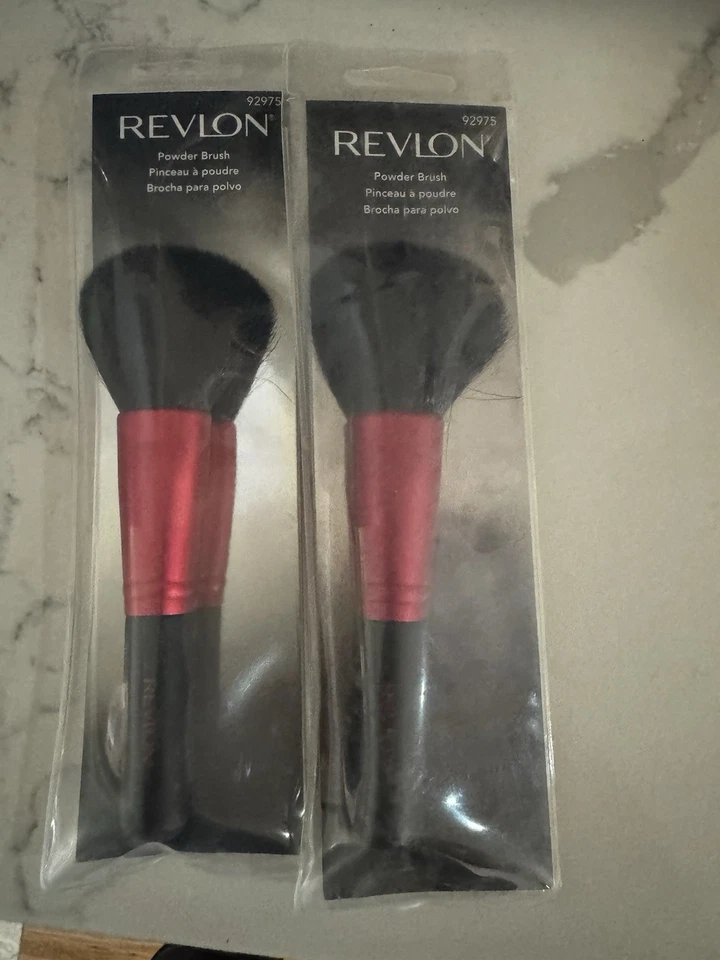 Revlon POWDER BRUSH Premium Fibers Wood Handle 92975 Red Black Full Size New - Image 1 of 1