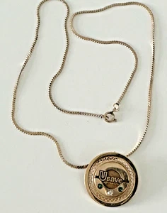 Collar colgante de esmeralda de diamantes genuinos con alfiler empleado Usave 1/20 14 k GF - Imagen 1 de 13