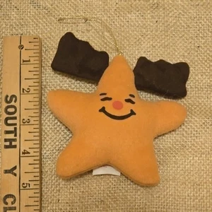 Vintage 1991 Carls Jr Restaurant Happy Star Christmas Ornament Reindeer Plush - Picture 1 of 8