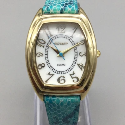 Reloj Gossip Tono Dorado Mujer 31mm Azul Correa Cuero Italiano Batería Nueva Foto 1 de 4