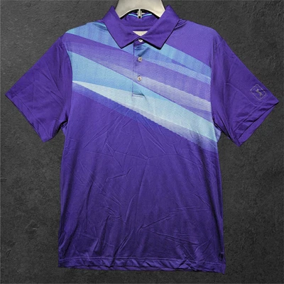 Camisa polo de golf PGA Tour para hombre S rayas azules moradas Foto 1 de 2