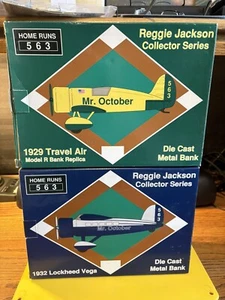 2-NIB Reggie Jackson "Mr. October” PLANE BANKS NIB ‘32 LOCKHEED+’29 TRAVEL AIR - Picture 1 of 5