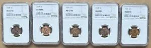 5PC LOT LINCOLN WHEAT CENTS NGC MS63RB 1928 1C 1929 1C 1931 1C 1934 1C & 1935 1C - Picture 1 of 2