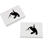 2 x 45mm 'Killer Whale' Erasers / Rubbers (ER00002547)