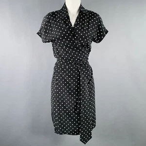 MAX MARA Size M White Black Silk Polka Dot Wrap Dress - Picture 1 of 5