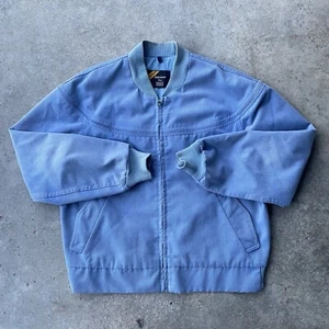 Vtg 70s SEARS Outerwear Corduroy Bomber Jacket Blue Work Wear Full Zip Mechanic - Picture 1 of 11