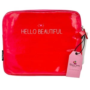 Happy Jackson Tablet Case Red Hello Beautiful Shiny Vinyl Padded Pink Inside NWT - Picture 1 of 14