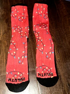 Duluth Trading Co Crew Socks Sz L 9-12 NWOT Novelty Christmas Lights Holiday New - Picture 1 of 4