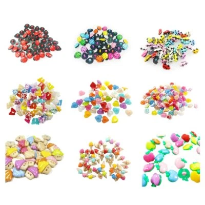 10-200pcs Shank Loop Buttons Butterfly Cupcake Car Heart Paw Icecream Ladybug Ap - Image 1 of 4