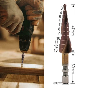 Broca paso a paso M35 3-13 mm agujero vástago hexagonal doble borde desbarbado acero inoxidable - Imagen 1 de 7